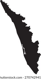 Kerala Map Silhouette Isolated State of India
