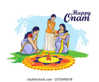 kerala onam festival illustration