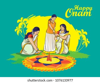 Kerala Onam Festival Illustration