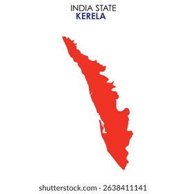 Kerala state map of India. Kerala map vector illustration. Kerala vector map on white background.