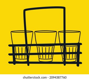 Kerala tea glass and tea try drawing illustration vector eps.  Beauty Line Art.