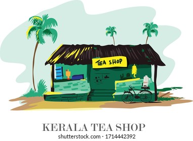 Kerala Tea Making Shop Illustration Vector