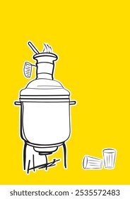 KERALA TEA SHOP DRAWING VECTOR ILLUSTRATION. Indian kerala roadside tea shop illustration vector.