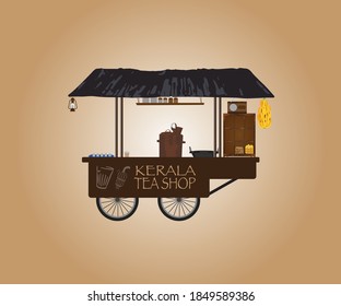 Kerala Tea Shop Illustration Vector Eps.