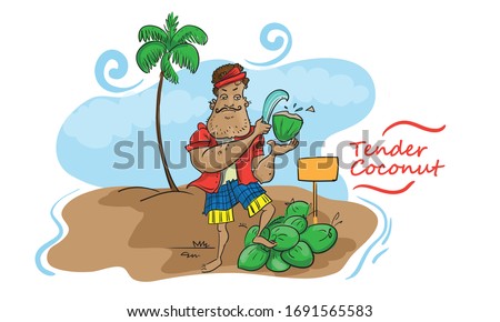 kerala tender coconut with man