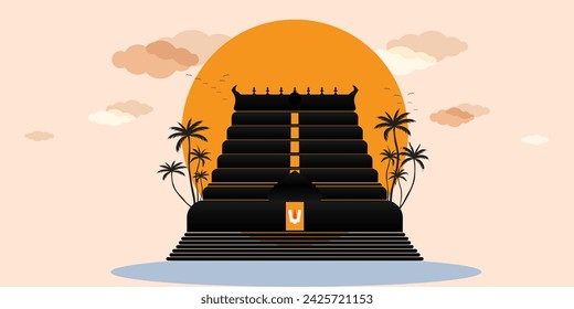 Kerala Thiruvananthapuram padmanabhaswamy temple conceptual vector illustrator.