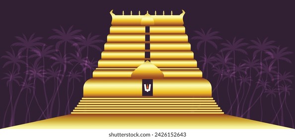 Kerala Thiruvananthapuram padmanabhaswamy temple conceptual vector illustrator.