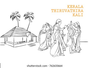 Kerala Thiruvathira Kali Vector Illustration