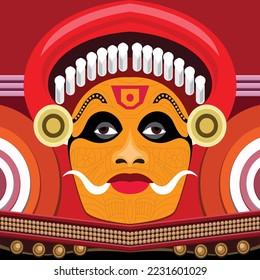 Kerala Traditional Artform Theyyam Face illustration vector design