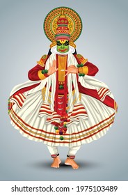 Kerala traditional folk dance kathakali full size vector illustration design