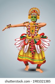 Kerala tradicional danza folclórica ottan globo de tamaño completo diseño de ilustración vectorial