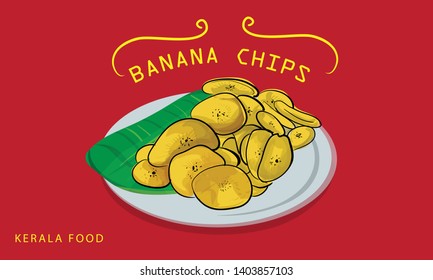 kerala traditional food banana chips vector