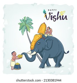 Kerala traditional Vishu festival celebration vector illustration. 