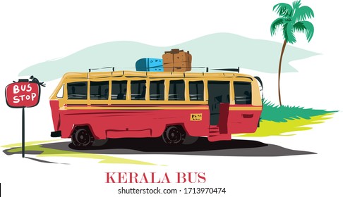 Kerala Transportation Bus Vector Illustration