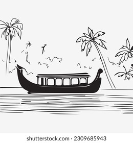 Kerala  water Vectors illustration silhouette 