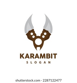 Logo de Kerambit, Vector de armas de combate de Indonesia, Diseño sencillo de herramienta de lucha Ninja, símbolo de ilustración de plantilla