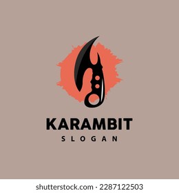 Kerambit Logo, Indonesien Fighting Weapon Vector, Ninja Fighting Tool Einfaches Design, Symbol für Vorlage