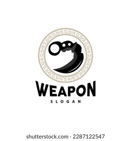 Logo de Kerambit, Vector de armas de combate de Indonesia, Diseño sencillo de herramienta de lucha Ninja, símbolo de ilustración de plantilla