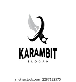 Logo de Kerambit, Vector de armas de combate de Indonesia, Diseño sencillo de herramienta de lucha Ninja, símbolo de ilustración de plantilla