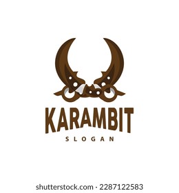 Kerambit Logo, Indonesien Fighting Weapon Vector, Ninja Fighting Tool Einfaches Design, Symbol für Vorlage