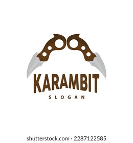 Logo de Kerambit, Vector de armas de combate de Indonesia, Diseño sencillo de herramienta de lucha Ninja, símbolo de ilustración de plantilla