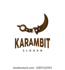 Logo de Kerambit, Vector de armas de combate de Indonesia, Diseño sencillo de herramienta de lucha Ninja, símbolo de ilustración de plantilla