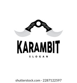 Logo de Kerambit, Vector de armas de combate de Indonesia, Diseño sencillo de herramienta de lucha Ninja, símbolo de ilustración de plantilla