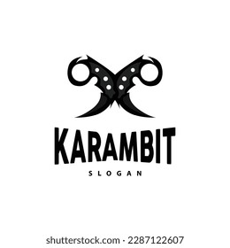 Kerambit Logo, Indonesien Fighting Weapon Vector, Ninja Fighting Tool Einfaches Design, Symbol für Vorlage