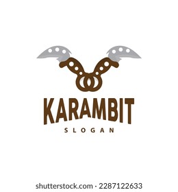 Logo de Kerambit, Vector de armas de combate de Indonesia, Diseño sencillo de herramienta de lucha Ninja, símbolo de ilustración de plantilla
