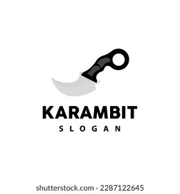 Logo de Kerambit, Vector de armas de combate de Indonesia, Diseño sencillo de herramienta de lucha Ninja, símbolo de ilustración de plantilla