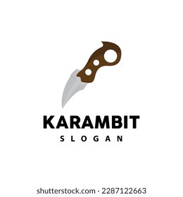 Logo de Kerambit, Vector de armas de combate de Indonesia, Diseño sencillo de herramienta de lucha Ninja, símbolo de ilustración de plantilla