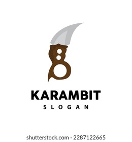 Logo de Kerambit, Vector de armas de combate de Indonesia, Diseño sencillo de herramienta de lucha Ninja, símbolo de ilustración de plantilla