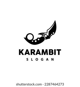 Logo de Kerambit, Vector de armas de combate de Indonesia, Diseño sencillo de herramienta de lucha Ninja, símbolo de ilustración de plantilla