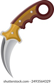 Un kerambit en Arte vectorial de Kelapa Pariwara, es un Pequeño cuchillo de mano curvo utilizado por los guerreros en Minangkabau, Indonesia. Esta arma es conocida como una de las armas silat
