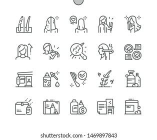 Keratin hair treatment Well-crafted Pixel Perfect Vector Thin Line Icons 30 2x Grid for Web Graphics and Apps. Simple Minimal Pictogram