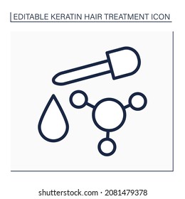 Keratin serum line icon. Hair treatment. Serum for brightening and shining. Professional hair care. Beauty procedure concept. Isolated vector illustration. Editable stroke