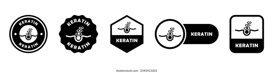 Queratina - ícones vetoriais para rótulo de embalagem de produtos de beleza.