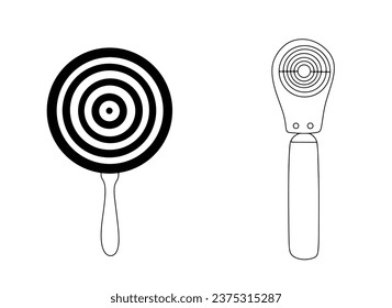 Keratoscope. Ophthalmic medical instrument. World Keratoconus Day. One line drawing for different uses. Vector illustration.