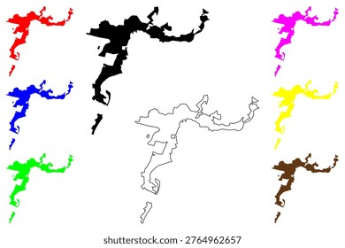 Kerch city (Ukraine) map vector illustration, scribble sketch Kerich map