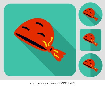 Kerchief. Flat long shadow design. Hiking icons series.