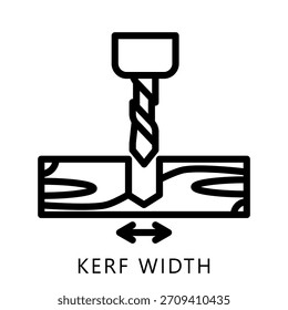 Kerf Breite schwarzes Umrisssymbol, Mini-Illustration beziehen sich auf Tischlerei, Holzindustrie. Für moderne Konzeption, UI, UX Web- und App-Entwicklung.