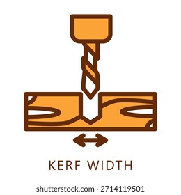 KERF Breite zweifarbiges Farbsymbol, Mini-Illustration beziehen sich auf Tischlerei, Holzindustrie. Für moderne Konzeption, UI, UX Web- und App-Entwicklung.
