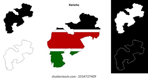 Kericho county outline map set