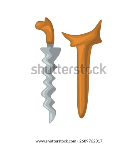 Keris vector icon illustration, keris clip art, traditional weapon image, isolated on white background
