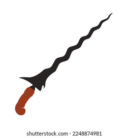 Keris-Vektorsymbol, eine traditionelle Waffe mit Ursprung in Indonesien