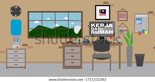 Kerja Dari Rumah Work Home Malay Stock Vector Royalty Free 1711532383