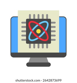 Kernel mini illustration flat color icon, use for machine learning, education, technology industry, UI, UX kit, app and web development, digital or print.