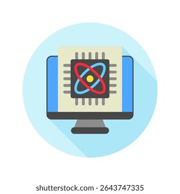 Kernel mini illustration rounded flat color icon, use for machine learning, education, technology industry, UI, UX kit, app and web development, digital or print.
