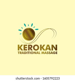 kerokan has mean traditional massage. logo vector with coin illustration in eps10