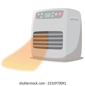 Kerosene fan heater. Turn on the warm air. Home appliances. Vector illustration.